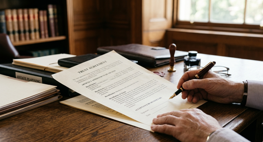 Photo of person signing Trust and Estate contract.