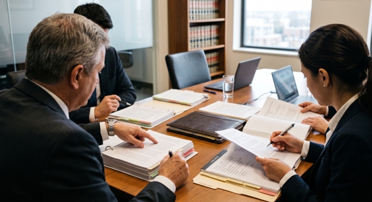 3 people meeting in a conference room